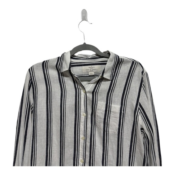 By Trovata Birds of Paradis Linen Blend Striped Long Sleeve White Size Small - Picture 2 of 6